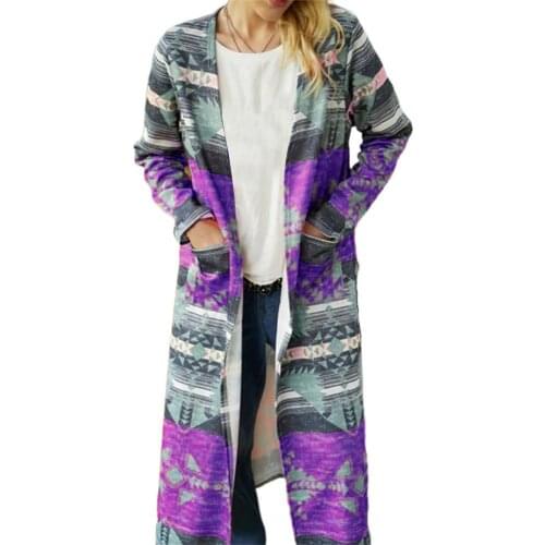 Autumn Winter Women Jackets Coat Positioning Geometric Printing Loose Thickened Long Sleeve Pockets Jackets Women Windbreaker
