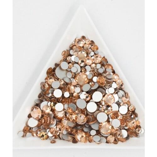 Lt.Peach Glass 3D Nail Art Rhinestones ss3 ss4 ss5 ss6 ss8 ss10 ss12 ss16 ss20 ss30 ss34 Crystal Non HotFix Nail Art Decorations