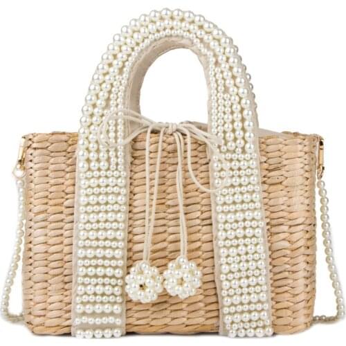 Fashion pearl bag ladies luxury bags 2019 straw handbag crossbody sac for women shoulder torebki damskie beaded bolsos de mujer