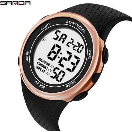 Fashion Sanda 375 Mens Watches Led Digital Clock Luxury Electronic Watch Diving Swimming Sport Wristwatches Relogio Masculino