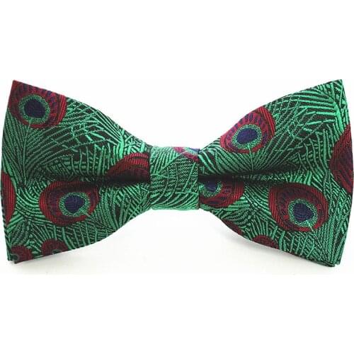 GUSLESON Fashion Silk Peacock Bow Tie Red Blue Green Bowknot for Men Wedding Business Formal Leisure Gift Bowtie