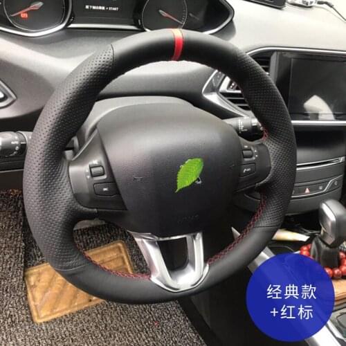 DIY Steering Wheel Cover For Peugeot 408 508 307 3008 5008 308 Hand-Stitch Black Leather Grip Auto Parts Car Accessories