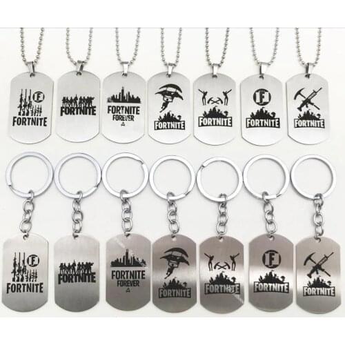Fortnite Stainless Steel Pendant Fortress Night Game Ornament Necklace Tag Keychain Chain Accessories Kid Boy Girl Birthday Gift
