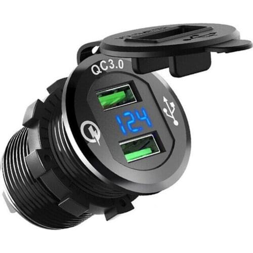 Qc3.0 Dual USB Charger Socket ,Universal Car Connector Adapter USB Charger 12-24V