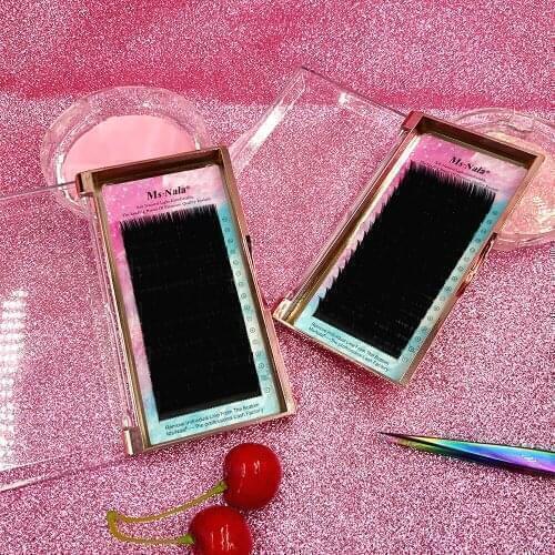 MsNala 16 Rows Eyelashes Extension Wholesale 2/3 Cases Soft Individual False Eyelashes Natural Curl 0.07-0.25mm Faux Mink Lashes