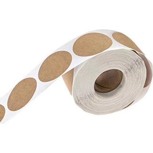 Roll Blank Kraft Paper Washi-Masking-Tape Writeable Round Stickers Label Seal DIY Scrapbook Envelope Gift Baking Package Seals