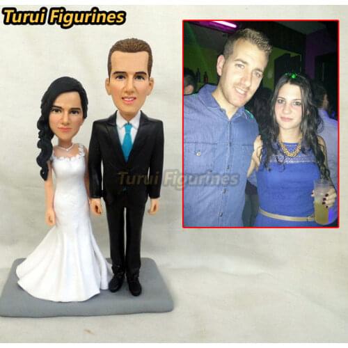 Turui Figurines wedding bride and groom miniature cake topper stature sculpture from your photo custom face doll baby art work