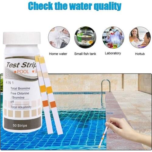 50 Pcs 4-In-1 Swimming Pool PH Test Paper Residual Chlorine Value Alkalinity Hardness Test Strip PH Tester Pool Accessor 7