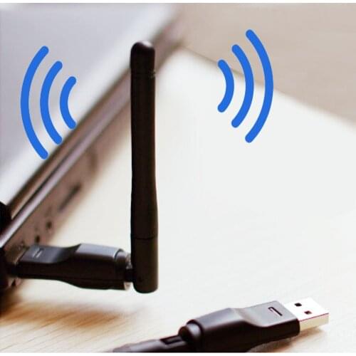 Besegad RT5370 150Mbps 2.4GHz Rotatable WLAN Wireless Network Card USB WIFI Adapter Dongle Stick Antenna Connector for PC