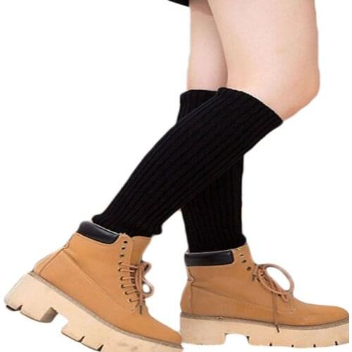 Candy Colors Women Thigh High Leg Warmers Knit Boot Cuffs Leg Elastic Gaiter Geometric Boots Socks