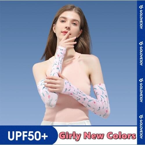 2021 Ins Popular Summer Arm Sleeve Sun Protection Cute Girly Ice Silk Outdoor Riding Driving Anti-UV Colorful Pattern Sleeve