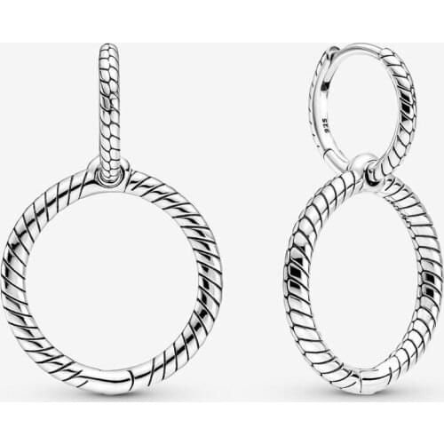 Autumn Series Earring pendientes plata 925 Sterling Silver Moments Charm Double Hoop Earrings For Women Free Shipping