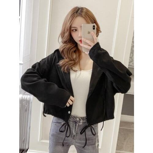2021 Womens Spring And Summer New Loose Thin Hooded Sweatshirts Single-breasted Cardigan Lace-up Long-sleeved Tops y2k Harajuku