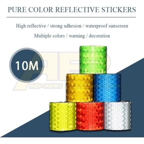 5cmx10m White/Red/Blue/Yellow/Green Reflective Sticker Car Safety Mark Styling Decor Self Adhesive Warning Tape Accessories