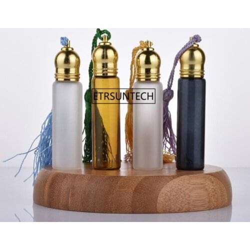 100pcs 10ml Frosted Amber Black Glass Roll On Bottle Empty Vials with glass Roller Ball for Essential Oils Perfume F3734