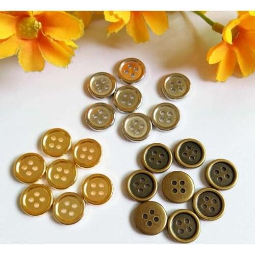 100pcs high quality round flatback 4 holesPlating color buttons sewing on shirt handmade baby buttons plastic buttons