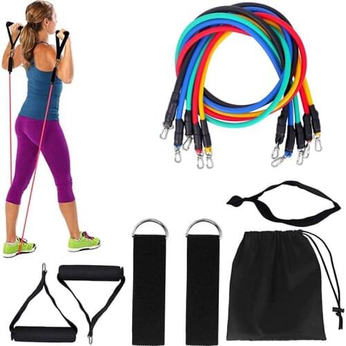 11Pcs Fitness Resistance Bands Set with Board Fitness Gym Equipment Exercise Pull Rope Home Elastic Back Muscle Yoga