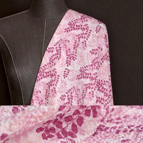 130CM Wide 168G/M Purple Pink Print Bubble Cotton Fabric for Summer Spring Dress Jacket E1411
