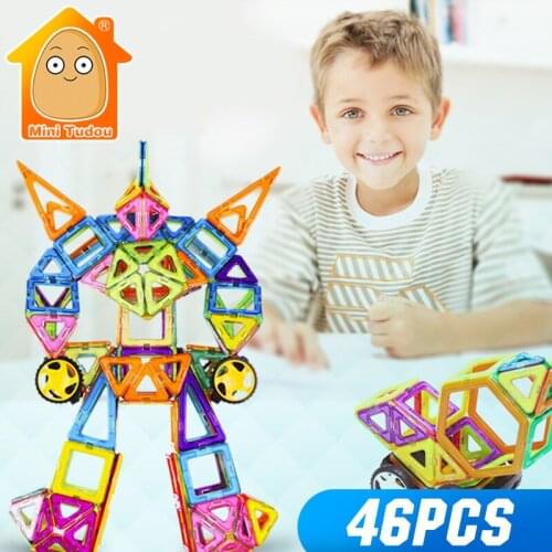 46PCS Magnetic Constructor Blocks Building Bricks DIY Designer Magnet Educational Toys For Children