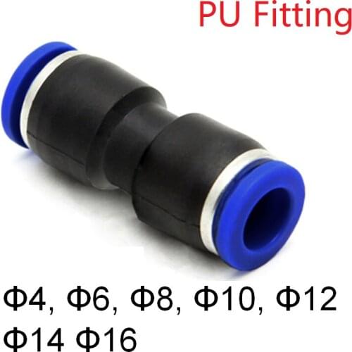Air Pneumatic Tube Fitting OD 4mm 6mm 8mm 10mm 12mm 14mm 16mm Straight One Touch PU Plastic Quick Connector Push In Pipe Hose