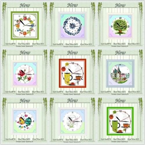 Dial clock face flower tree decor painting 11CT counted print on the canvas DMC Cross Stitch kits 14CT needlework Set embroidery