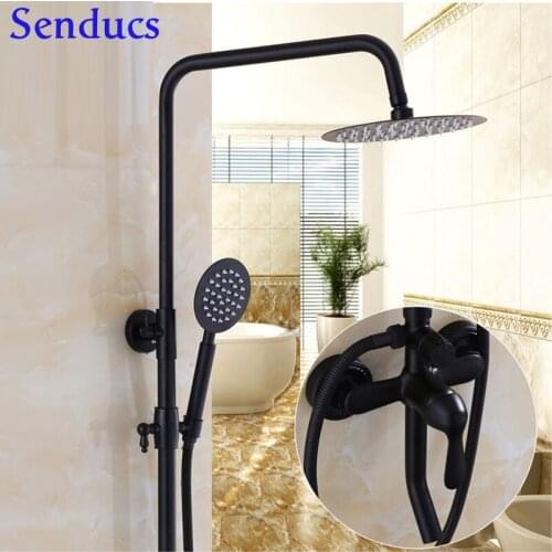 RoHS Electroplated Silver Matte Black Bathroom Shower System Wall Mounted Solid Brass Pvc Pressure Shower Bathroom Faucets