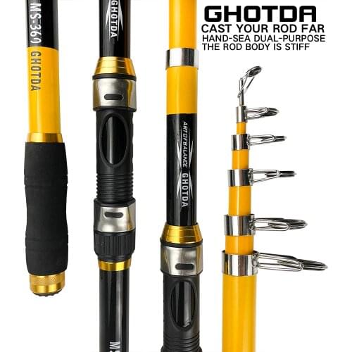 GHOTDA High Carbon Portable Telescopic Fishing Rod Carp Fishing Fishing Tackle 2.1-3.6M