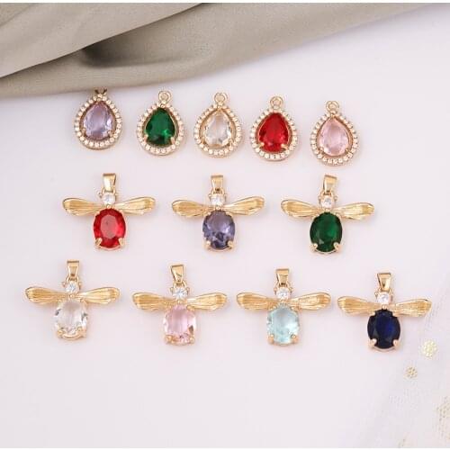 HAOSAW 2Pcs Jewelry Accessories/Hand Made/CZ Charms/DIY Making/Crystal Pendant For Necklace/Jewelry Findings & Components