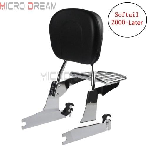 Chrome Motorcycles Detachable Sissy Bar Luggage Rack Backrest For Harley Softail 2000-Later Breakout Classic Heritage FLSTC FXSB