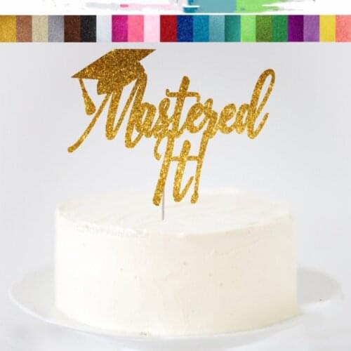 Custom Mastered It glitter Cake Topper, Personalised Masters Graduation gold Cake Topper, Masters Graduation Party Decorations