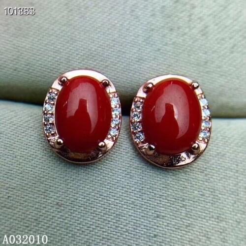 KJJEAXCMY 925 sterling silver inlaid natural red coral earrings new luxury ladies ear stud support test