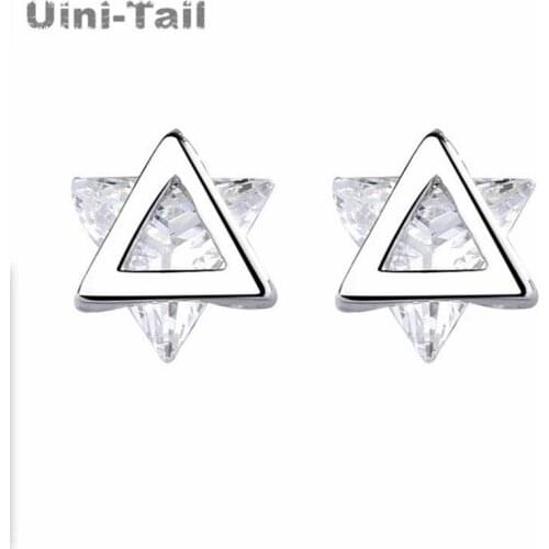 Uini-Tail hot sale new 925 sterling silver small geometric triangle earrings simple temperament fashion hypoallergenic jewelry