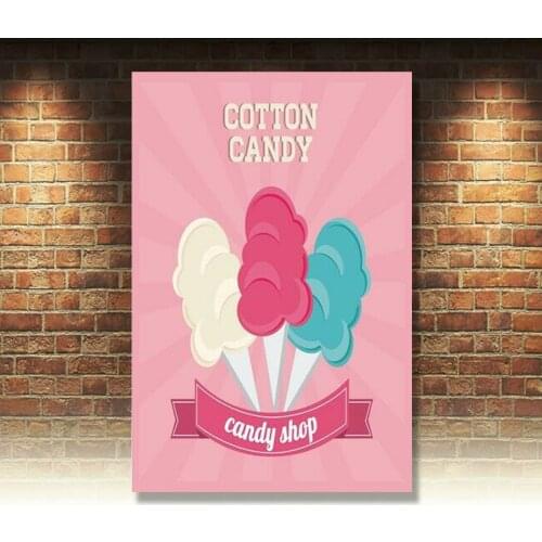 Cotton Candy Retro Metal Tin Signs Vintage Plate Ice Cream Art Wall Decor Poster