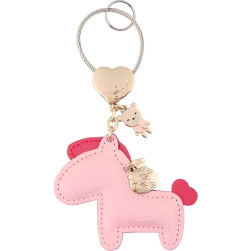 Milesi Leather Key Ring Horse Shape Bag Pendant Keychain Original Charm Car Keyring Trinket Cute Gift For Lover K0141 K0142
