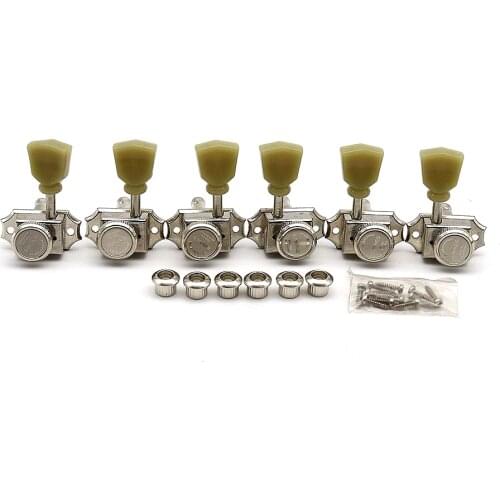 1set Guitar Tuning Pegs Machine Heads 3L3R Vintage Style Guitar Locking Tuners jade for Les Paul SG Guitar Silver Nickel