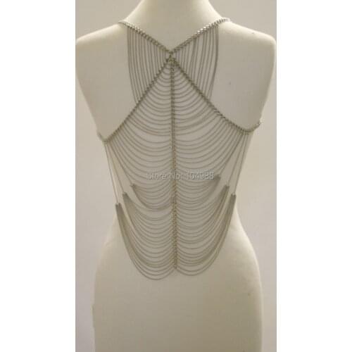 New Style B329 Women Fashion Silver Colour Body Chains Multi-layers Chains Jewelry 3 Colors