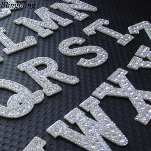 New style A-Z English Alphabet Letter Rhinestone Patch Crystal Applique Letters Beaded Patch Sticker For Clothing DIY logo name