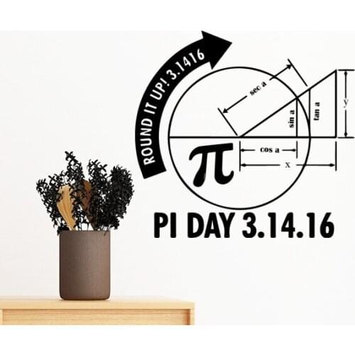 PI Day Round It Up 3.1416 Math Lovers Mathematics Symbol Quotes Removable Wall Sticker Art Decals Mural DIY Wallpaper