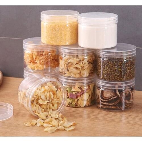 350ml Food Storage Container Plastic Kitchen Refrigerator Multigrain Storage Tank Transparent Round Dried Fruit Sealed Cans 5PCs