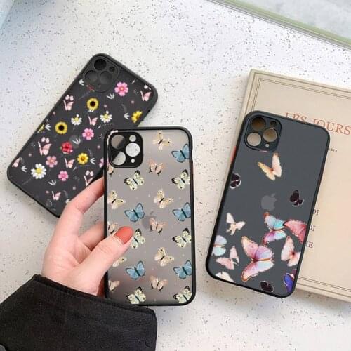 Fly butterfly art design pattern luxury Phone Cases matte transparent For iphone 7 8 11 12 plus mini x xs xr pro max cover