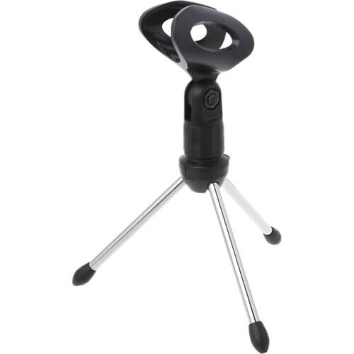 Folding Adjustable Black Mic Desktop Handheld Microphone Clip Holder Stand Tripod A-1