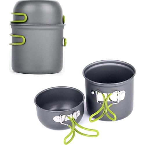 Ultralight Portable Outdoor Camping Picnic Pot Tableware Cookware Pan Set For 1-2persons Noodles Aluminum Folding Pot Easy Carry