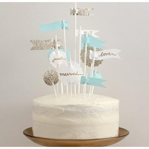 Happy Birthday Cake Topper Cardboard Letter Gold and Silver Cake Top Banner Decoration for Boys Birthday Party Wedding Supplies