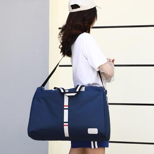 Waterproof Stripe Weekend Overnight Duffle Bags Female Hand Luggage Big Bag Packing Cubes Large Capacity Women Travel Bag