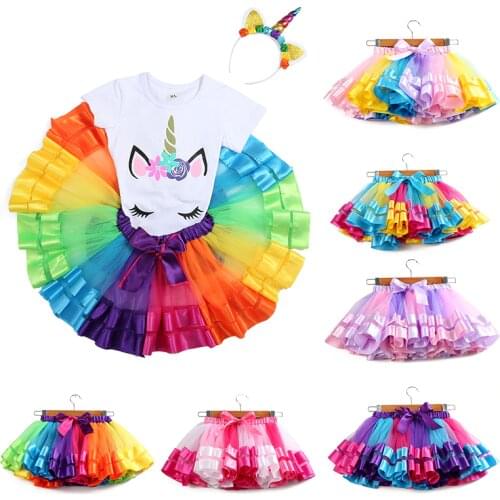 Baby Girls Tutu Skirt Tulle Skirt Girls Clothes Pettiskirt Skirt 3M-8T Princess Mini Pettiskirt Party Dance Rainbow Skirt