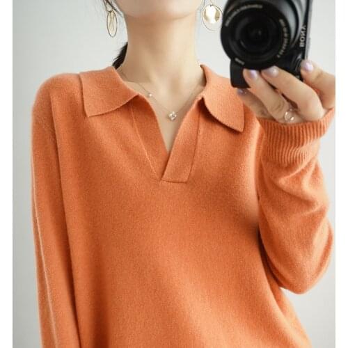 High quality autumn and winter 100% wool cashmere sweater womens loose casual knitting womens V-neck pullover top New 2021