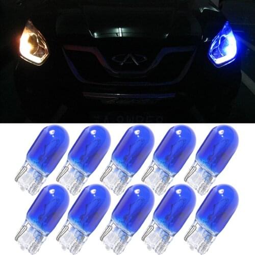 10pcs T10 W5W Blue Color 12V 5W Car Instrument Parking Light Halogen Position Lamps