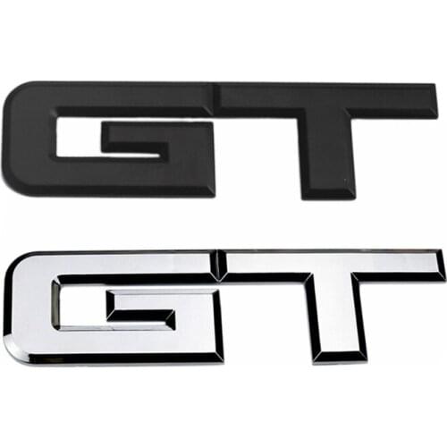 2 Pcs 3D Gt Logo Car Sticker Fashion Car Decor Sticker for Ford Mustang Focus Mk 1 2 3 7 Mondeo Car Styling , Silver & Black