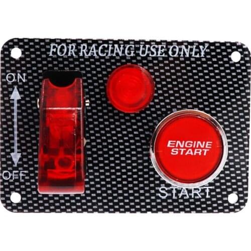 2 in 1 Racing Car Toggle Ignition Switch Panel 12V Engine Start Starter Push Button With Red LED Carbon Fiber Car Switch 100%New