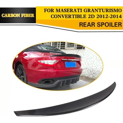 Auto Carbon Fiber Rear Trunk Spoiler Lip fit for Maserati GranTurismo Convertible 2-Door flat Trunk 2012-2014 Black FRP
